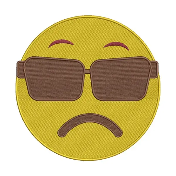 Pouting Emoji with Sunglasses Embroidery Design