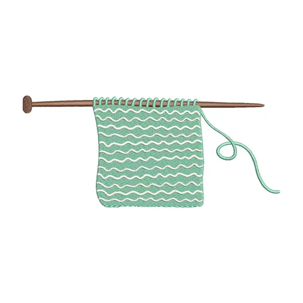 Knitting Needle & Green Wool Embroidery Design
