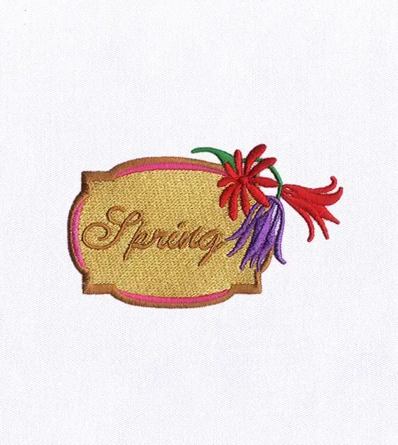 Spring Floral Label Embroidery Design