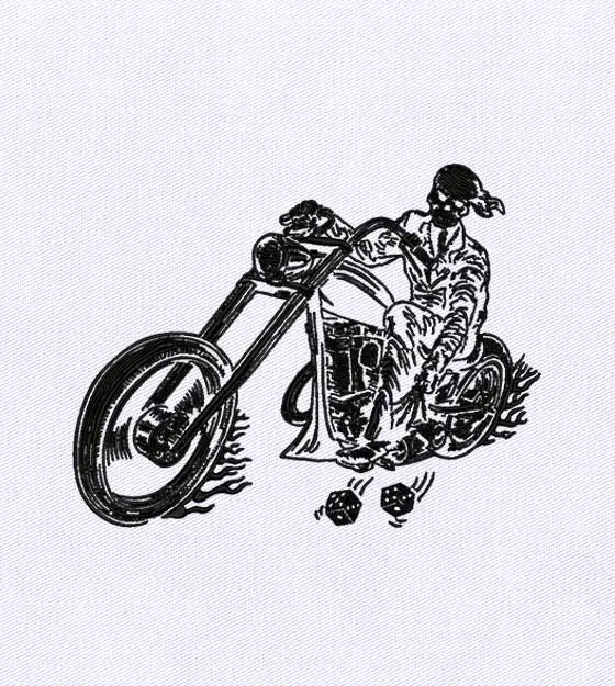 Skeleton Chopper Rider Embroidery Design
