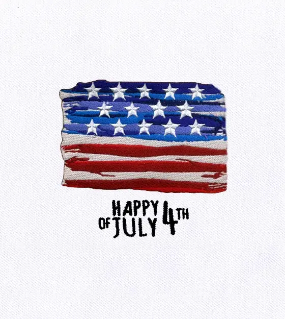 USA 4th of July American Flag Embroidery Design