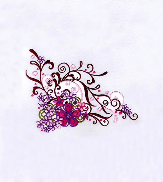Pink Floral Vines Embroidery Design