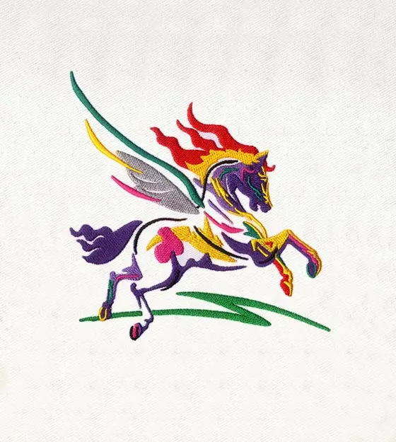 Colorful Pegasus Embroidery Design