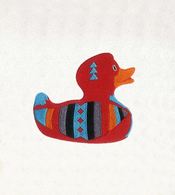 Red Artistic Pattern Rubber Duck Embroidery Design