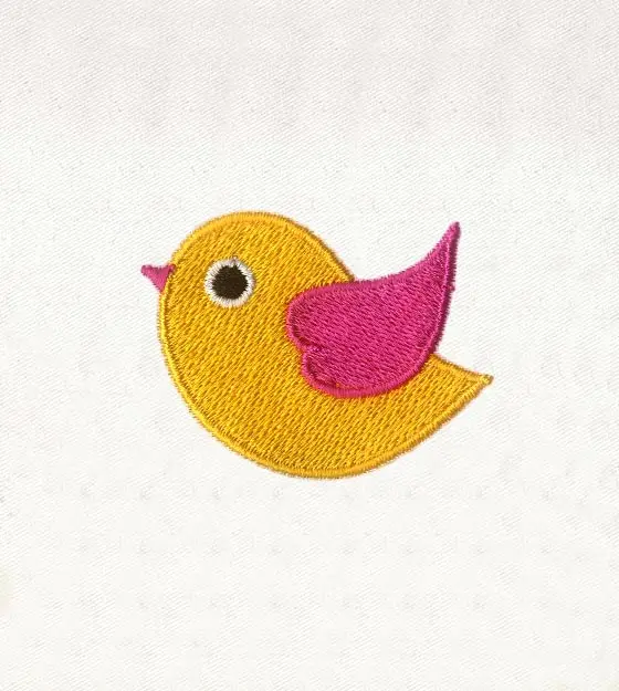Yellow & Pink Bird Embroidery Design