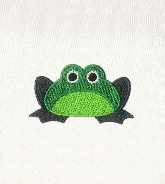 Cute Green Frog Embroidery Design