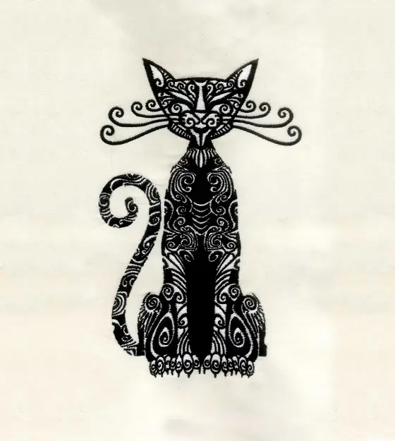 Intricate Egyptian Cat Embroidery Design