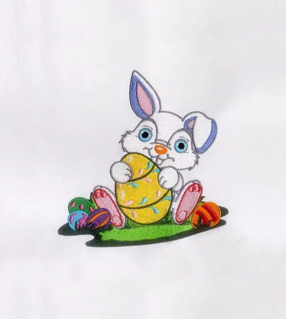 Adorable White Bunny Easter Embroidery Design
