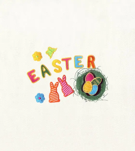 Enticing Bunny Rabbits & Easter Eggs Embroidery Design