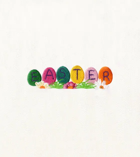 Colorful Easter Eggs Lettering Embroidery Design