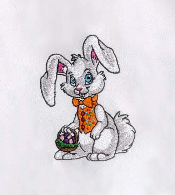 Exquisitely Endearing Gray Rabbit Easter Embroidery Design