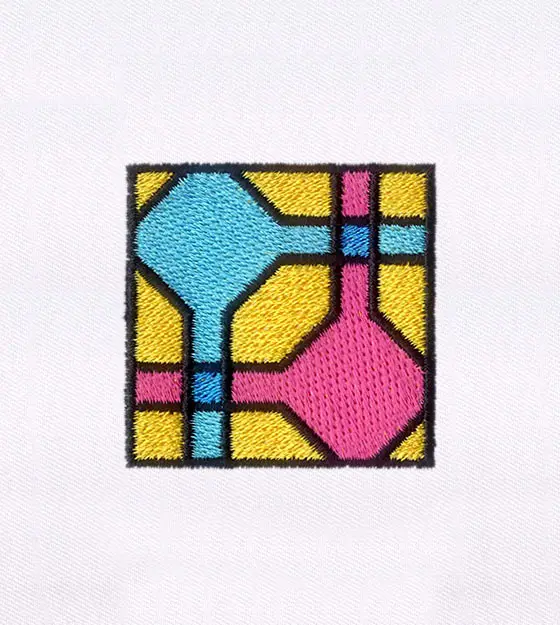 Stellar Pink & Blue Geometric Square Embroidery Design