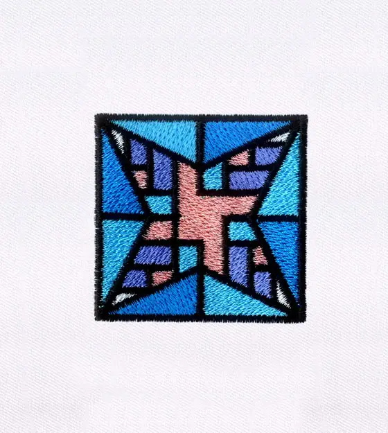 Stellar Geometric Square Embroidery Design