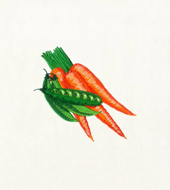 Carrots & Peas Vegetable Embroidery Design