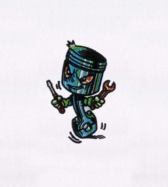 Animated Engine Piston Cartoon Embroidery Design