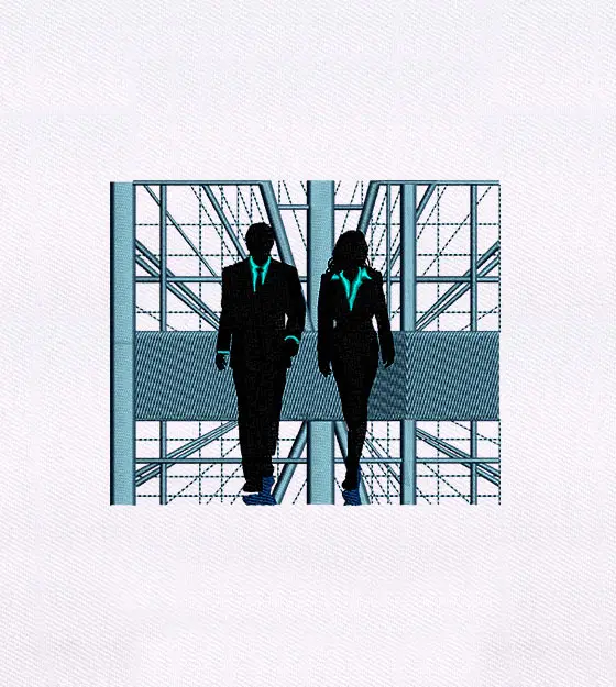 Business Professionals Walking Embroidery Design