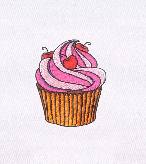 Cherry Swirl Cupcake Embroidery Design