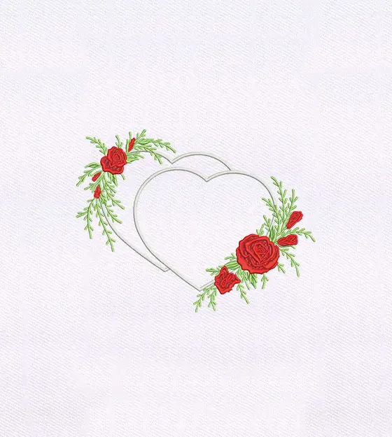 Heart Rose Frame Embroidery Design
