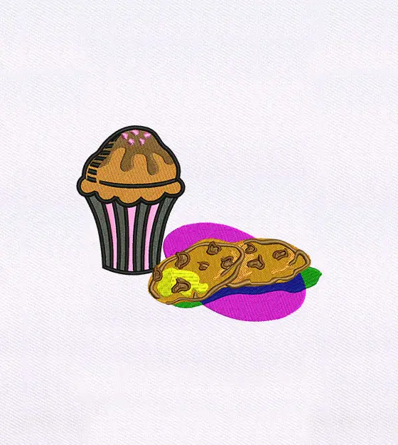 Chocolate Cupcake & Cookies Embroidery Design