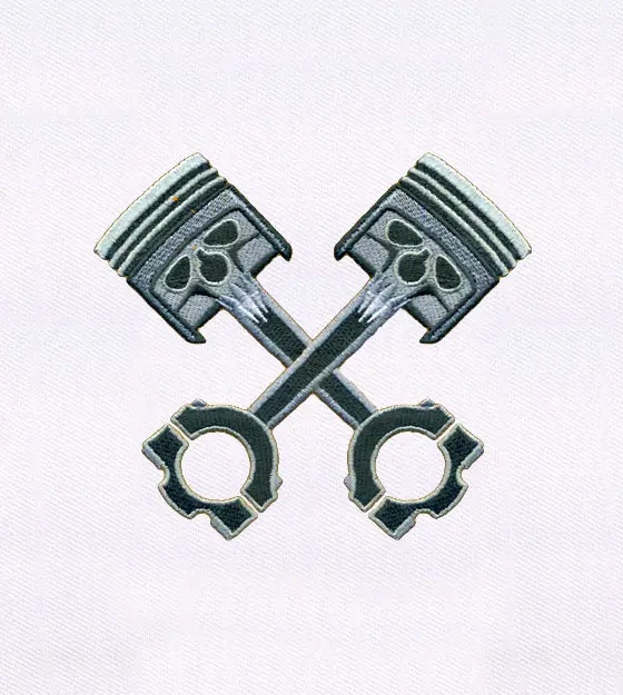 Two Crossed Piston Embroidery Design