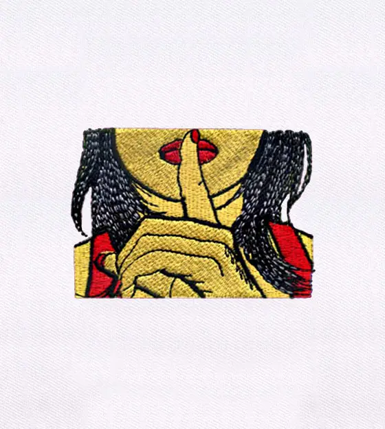 Finger on Lips Woman Embroidery Design