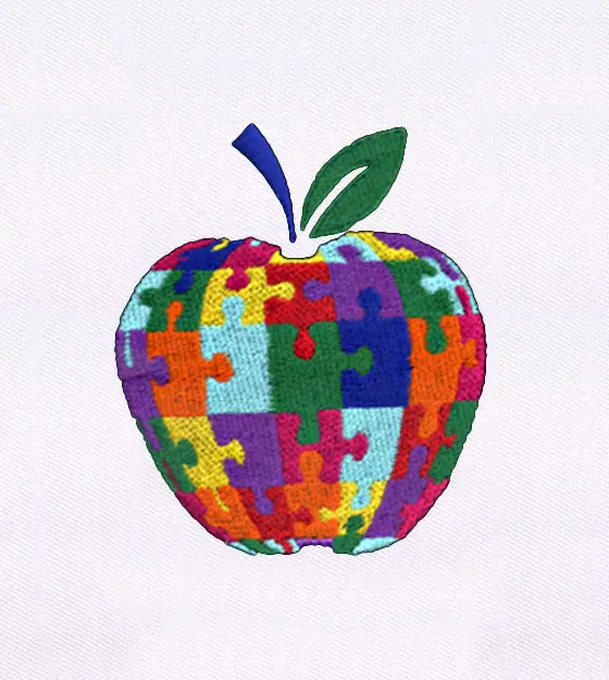 Puzzle Apple Embroidery Design