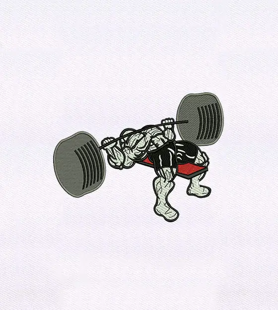 Powerlifting Embroidery Design – Gym Bench Press Embroidery File