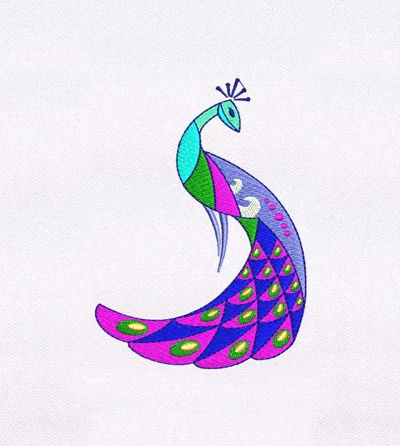 Colorful Peacock Machine Embroidery File