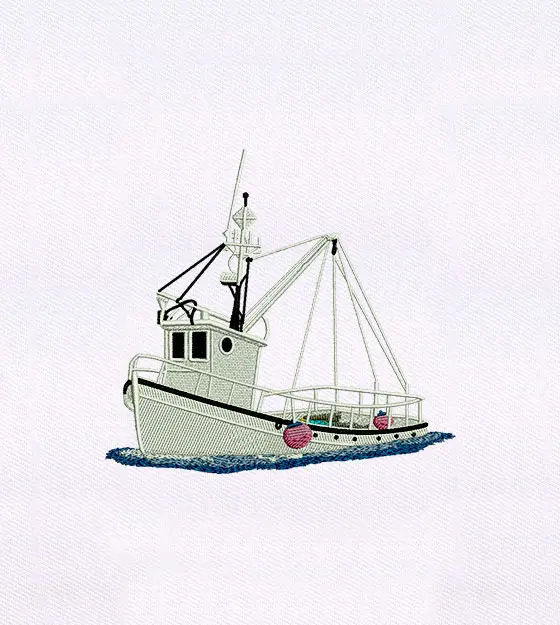 Fishing Boat Embroidery Design