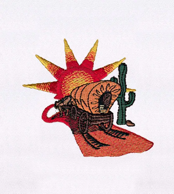 Western Wagon Embroidery Design