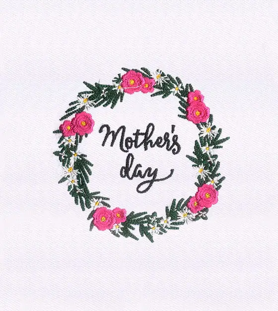 Mother’s Day Floral Wreath Embroidery Design