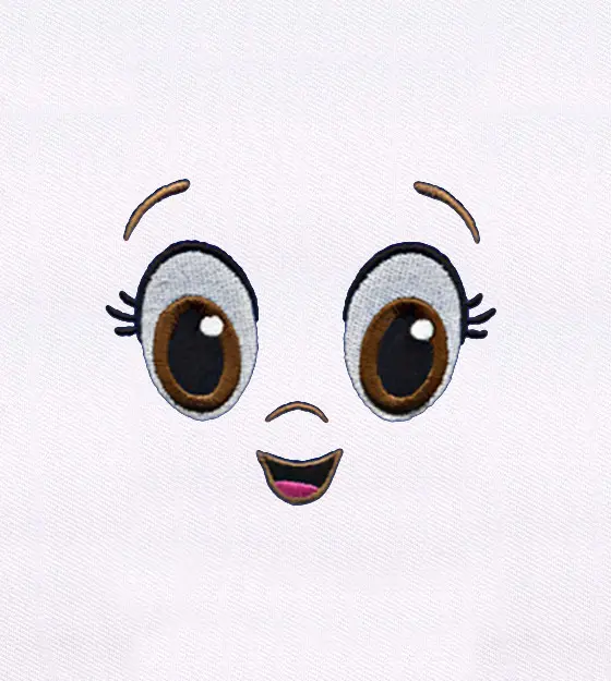 Cute Cartoon Face Embroidery Design