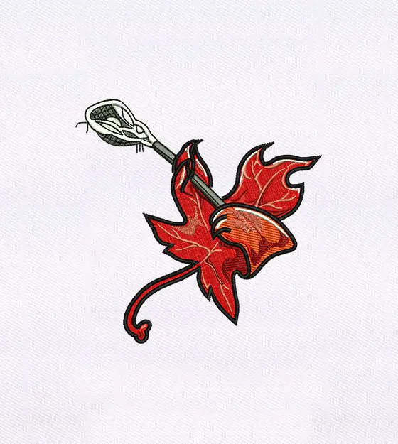 Maple Leaf Lacrosse Embroidery Design