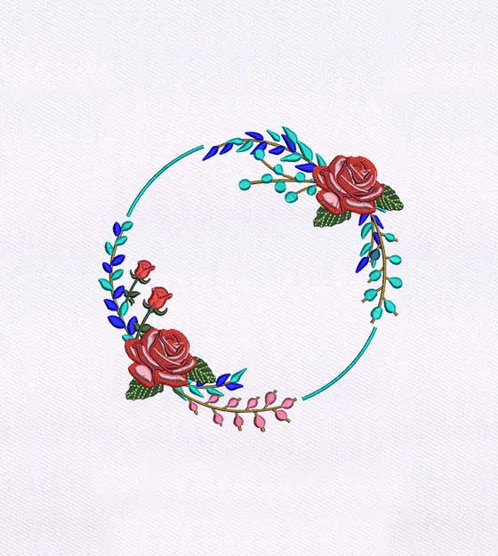 Floral Wreath Embroidery Design