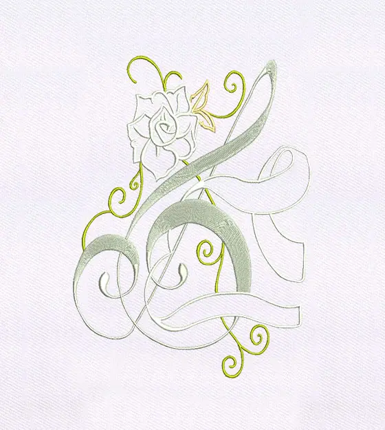 Floral Ribbon Swirl Embroidery Design