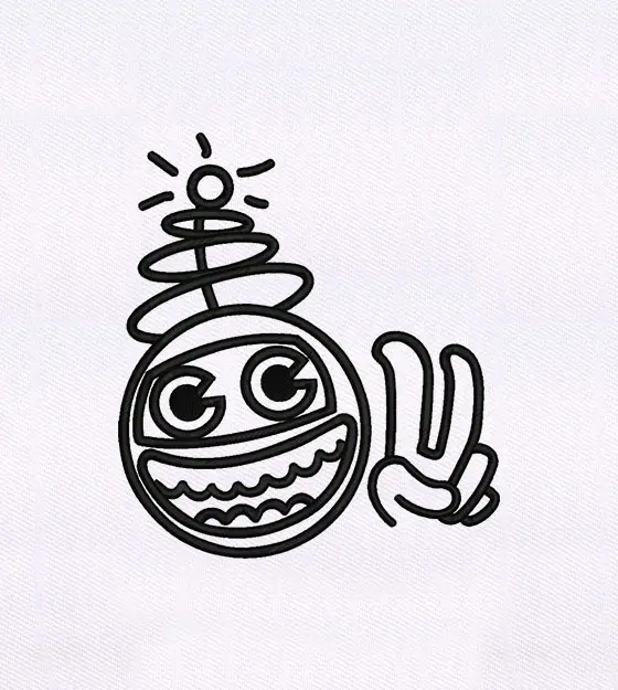 Smiley Face with Peace Sign Embroidery Design