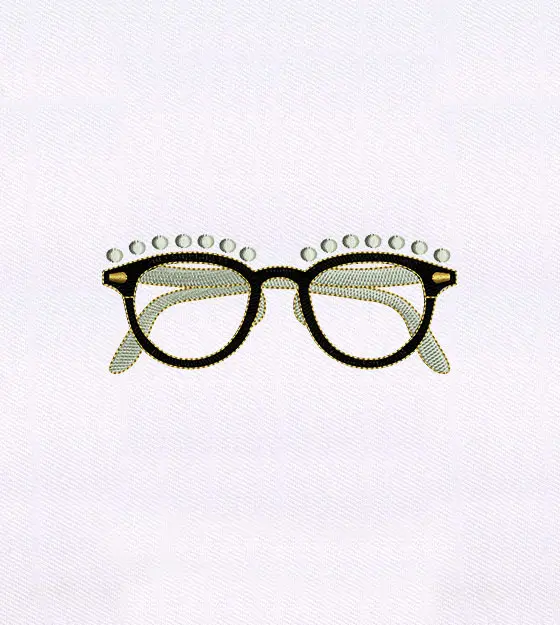 Pearl Top Retro Glasses Embroidery Design