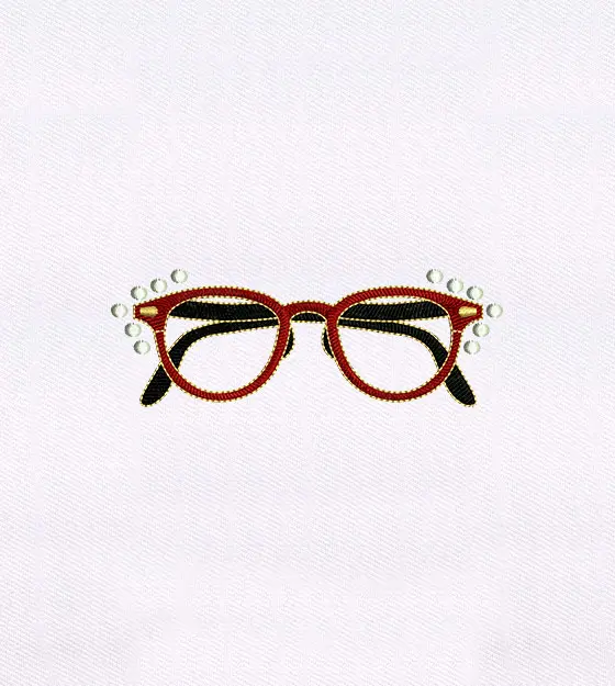 Red Retro Glasses Embroidery Design