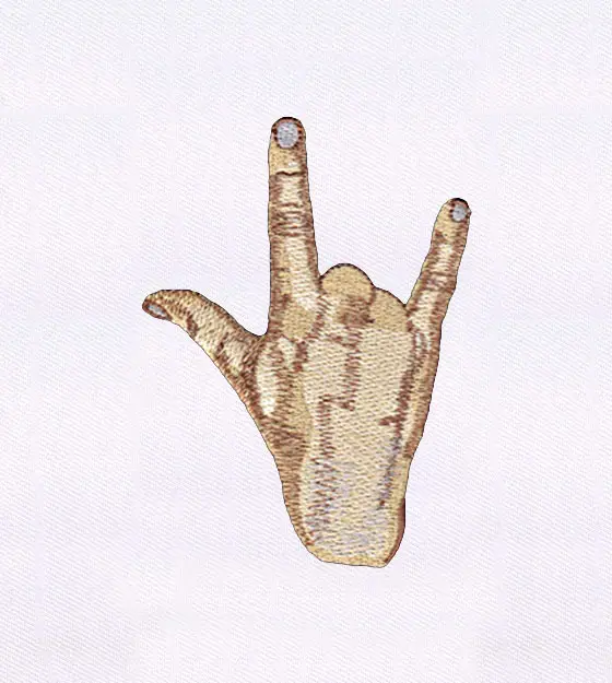 I Love You Hand Sign Embroidery Design