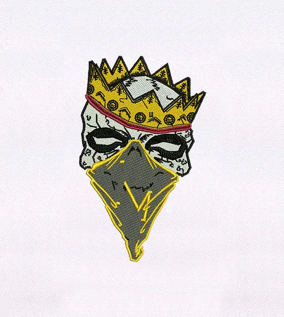Crowned Mask Skull Embroidery Design