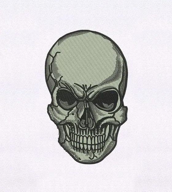 Realistic Skull Embroidery Design
