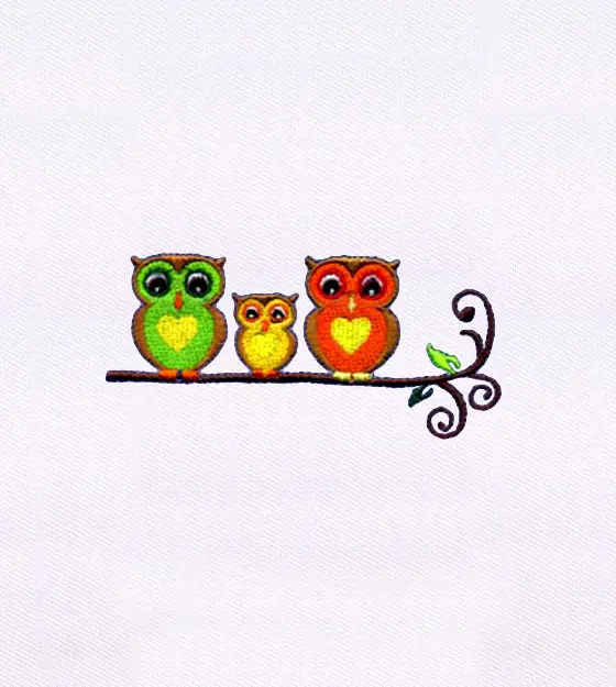 Colorful Owl Family Embroidery Design