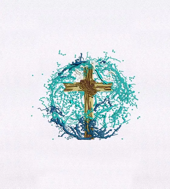 Floral Burst Cross Embroidery Design