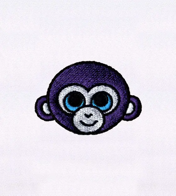 Cute Monkey Face Embroidery Design