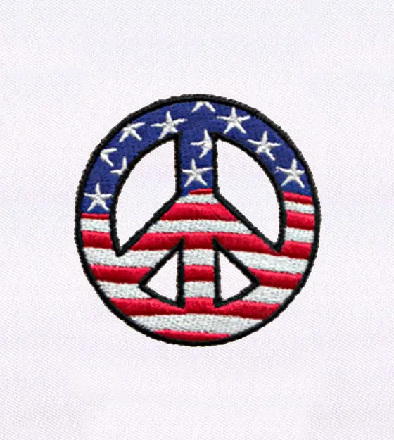 US American Flag Peace Sign Embroidery Design