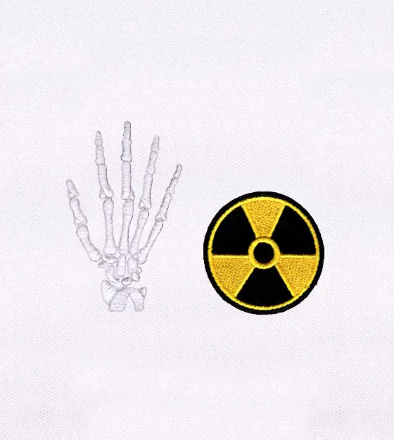 Skeleton Hand X-Ray & Radiation Symbol Embroidery Design