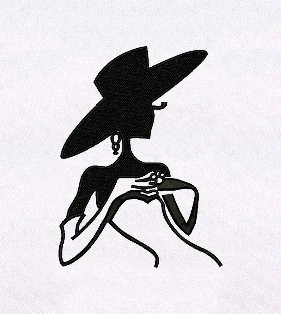Elegant Lady Silhouette Embroidery Design