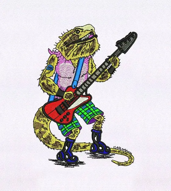 Rockstar Lizard Embroidery Design