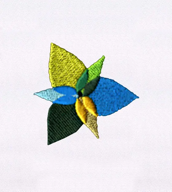 Abstract Multicolor Floral Leaf Embroidery Design