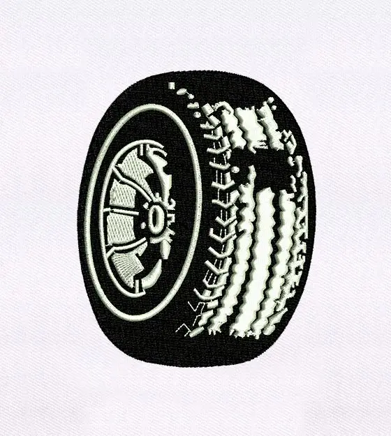 Rugged Tire & Wheel Embroidery Design